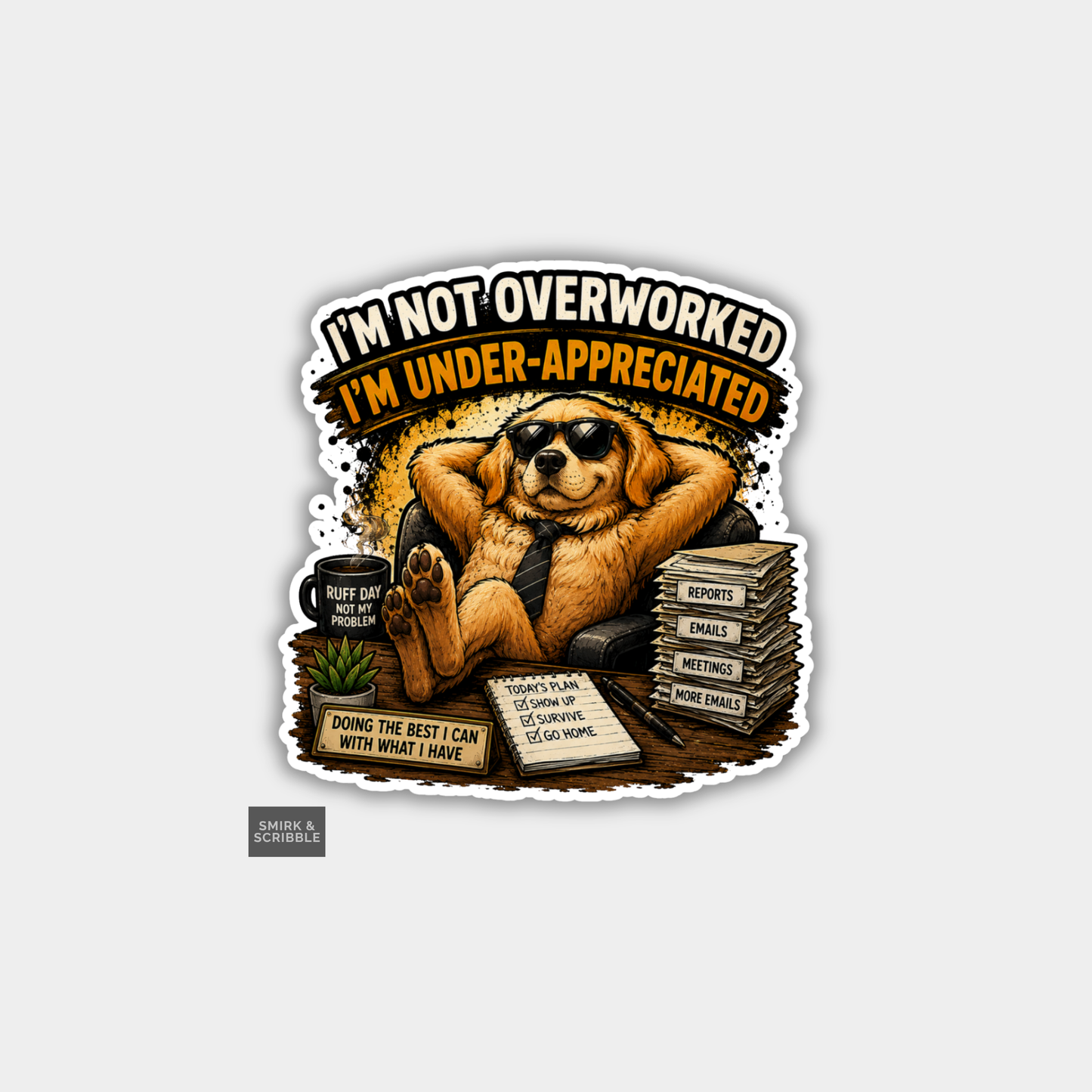 Funny Vinyl Die Cut Sticker - Office Dog