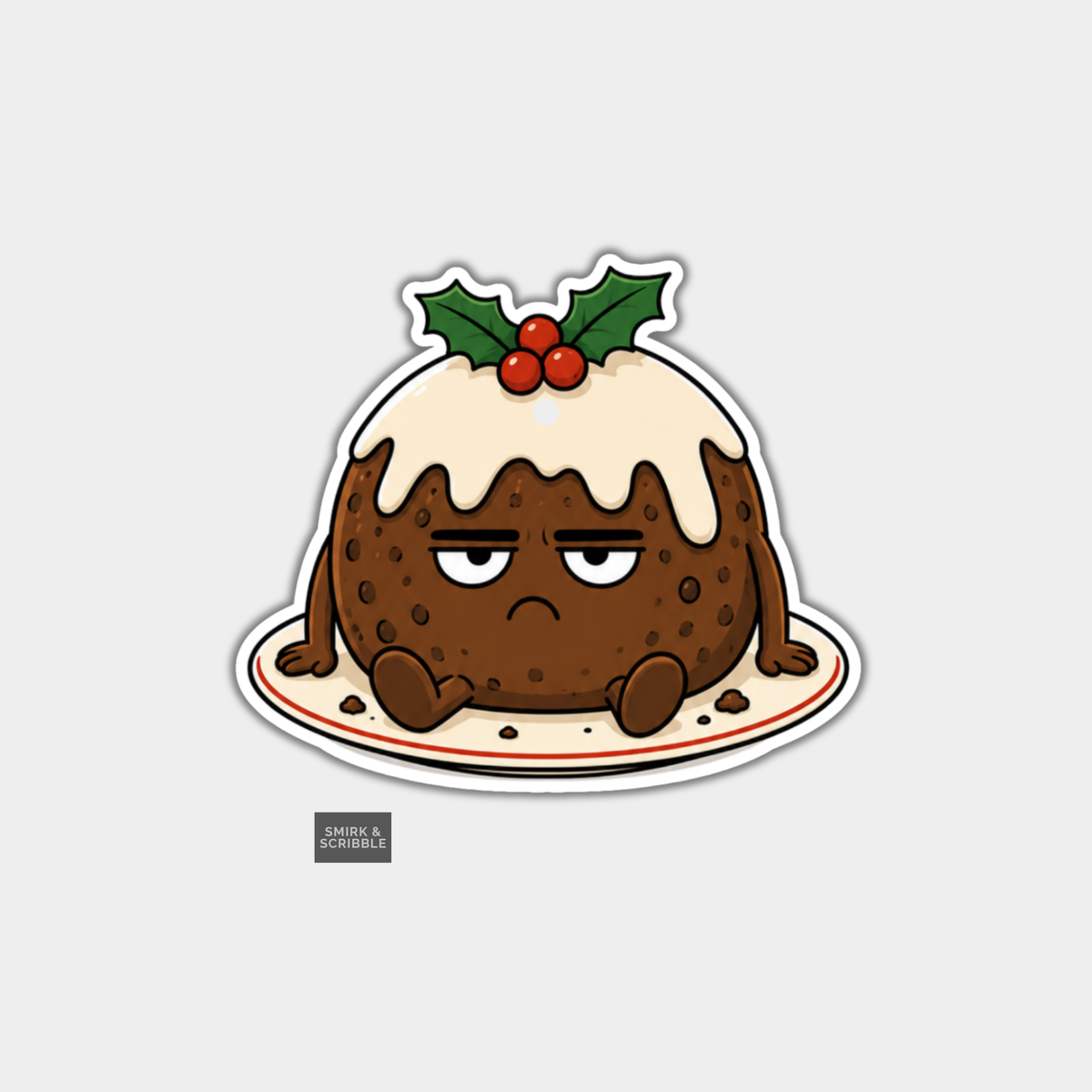Funny Christmas Gift Tags - Cute Grumpy Xmas Pudding