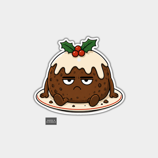 Funny Christmas Gift Tags - Cute Grumpy Xmas Pudding