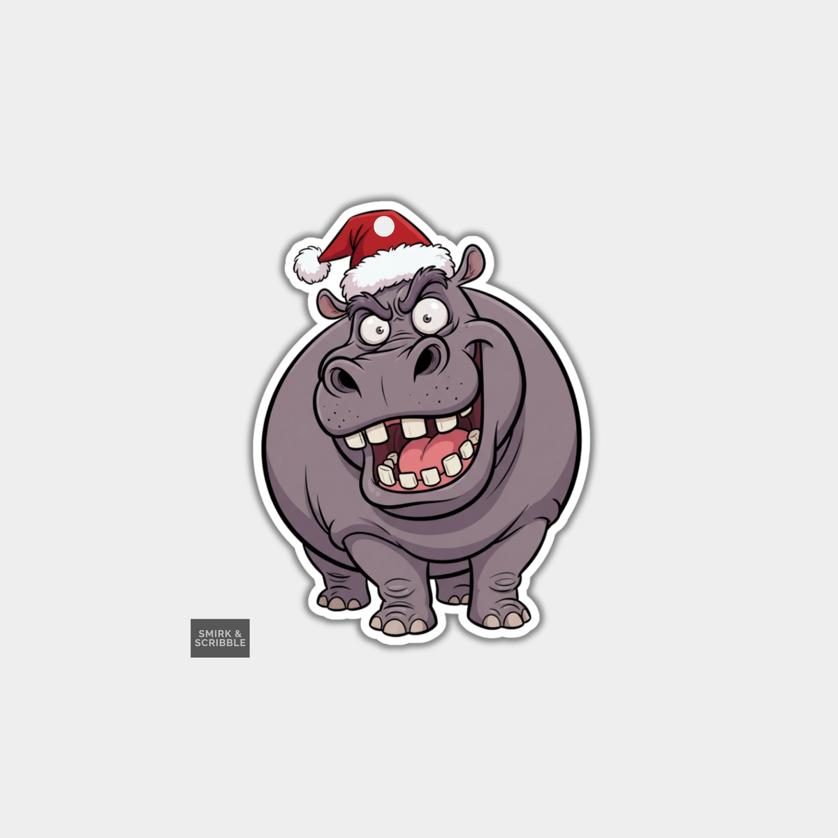 Funny Christmas Gift Tags -  Cute Cheeky Hippo