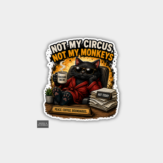 Funny Vinyl Die Cut Sticker - Boundaries Cat