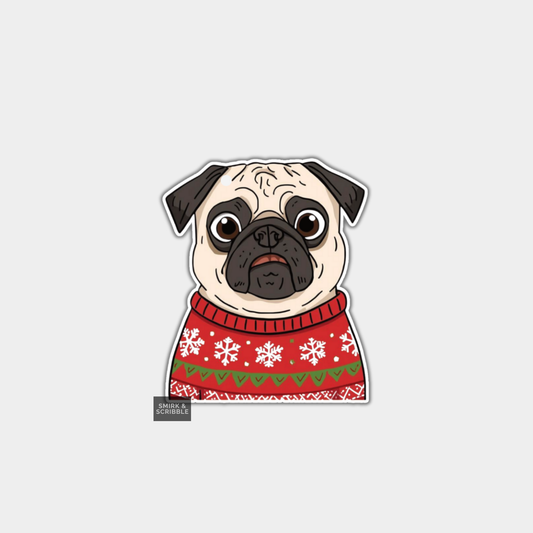 Funny Christmas Gift Tags - Cute Xmas Pug