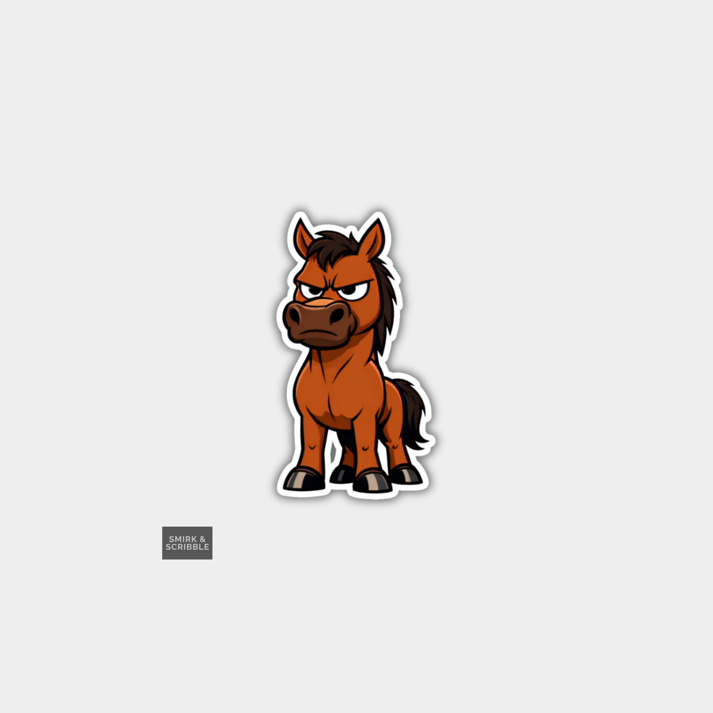 Funny Character Vinyl Sticker - Grumpy Horse