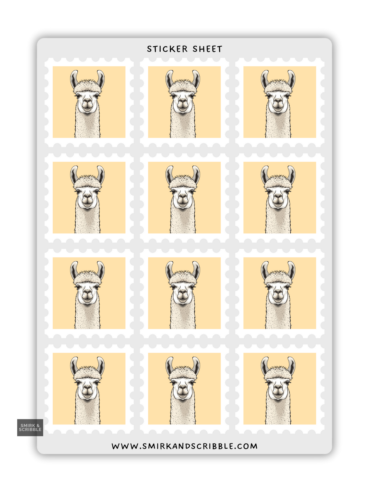 Funny Llama Stamp Stickers