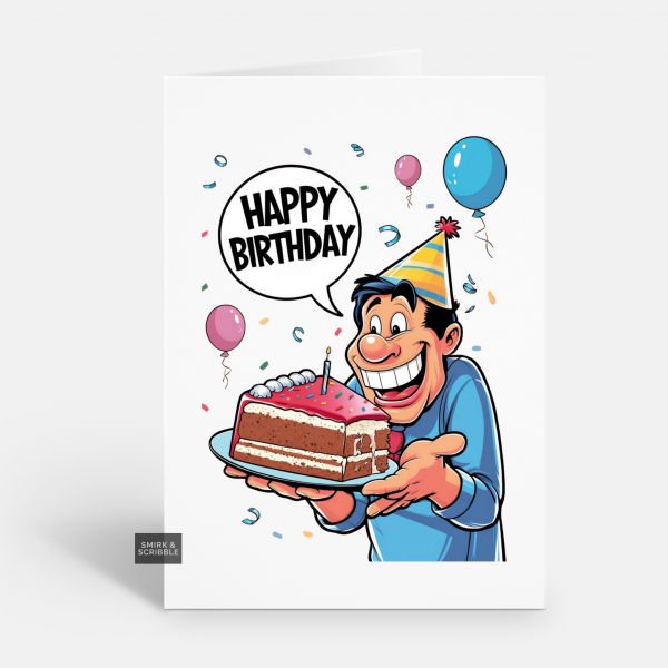 Man & Cake Birthday Card