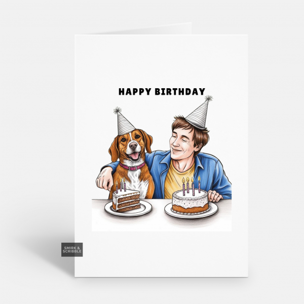 Man & Dog Birthday Card