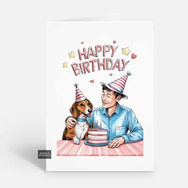 Man Dog Cake Birthday Card