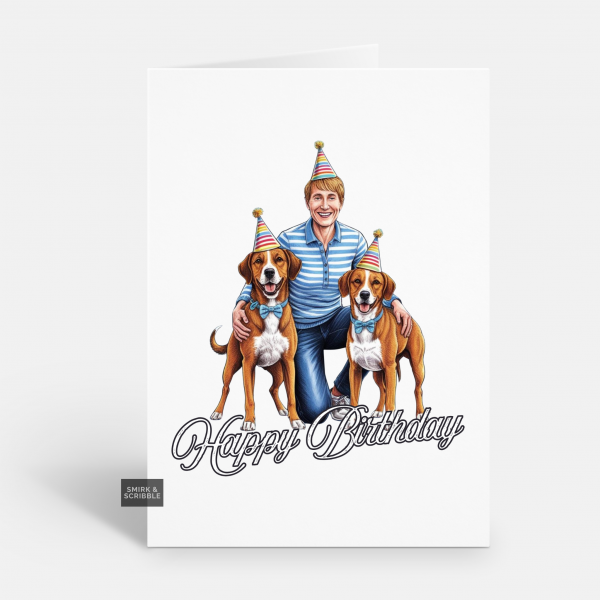 Man & 2 Dogs Birthday Card