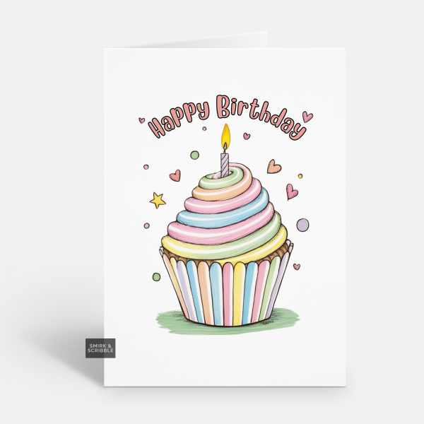 Pastel Cupcake Birthday Card