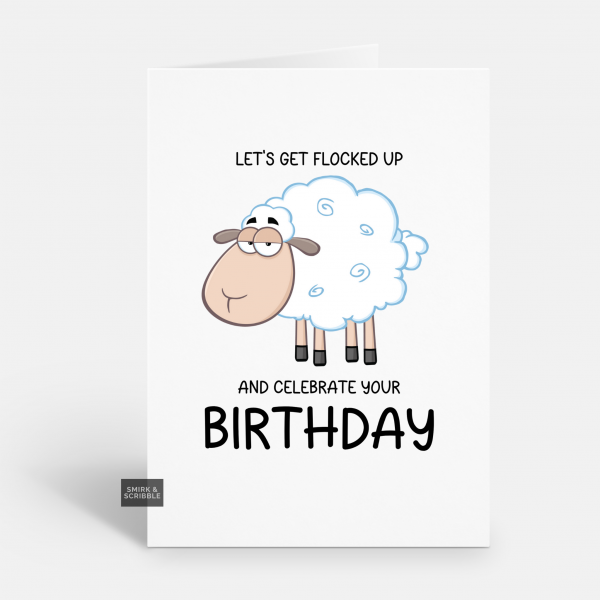 Flocked Up Birthday Card