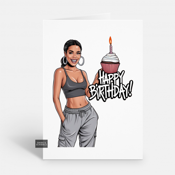 Woman & Cupcake Birthday Card