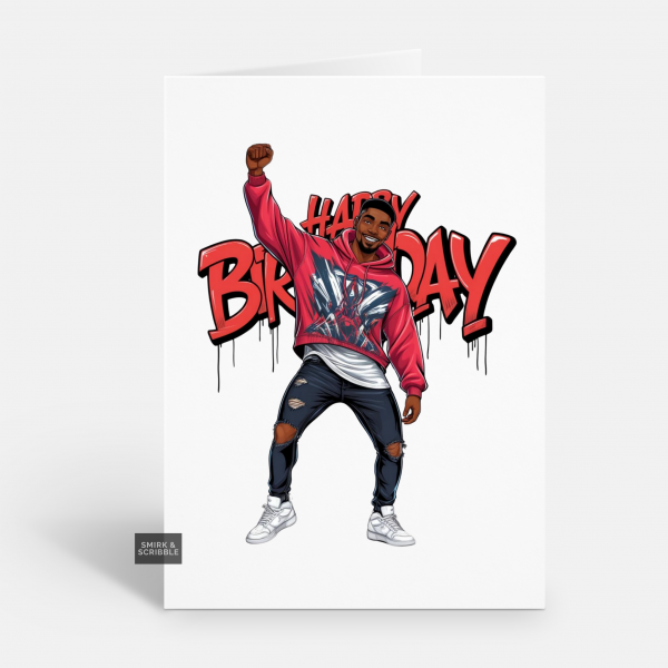 Man & Graffiti Birthday Card