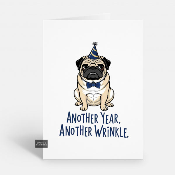 Grumpy Pug Birthday Card