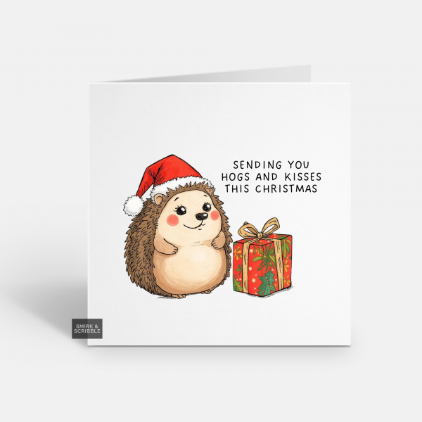 Hogs & Kisses Christmas Card
