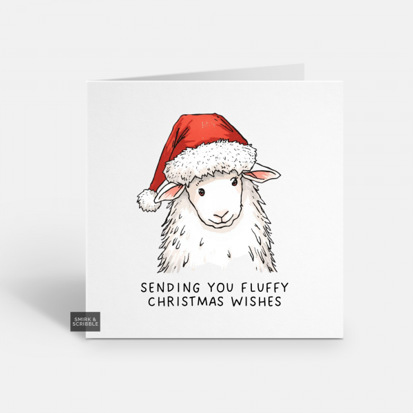 Fluffy Sheep Christmas Card