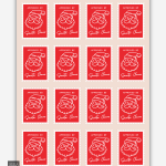 Santa Christmas stamp stickers on a sheet with red “Approved by Santa” designs.