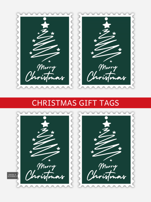 Green Merry Christmas Tree Gift Tags