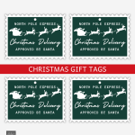 green north pole express christmas delivery gift tags set