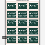 North Pole Express green Christmas Delivery stickers on a sheet with Santa’s sleigh and reindeer on green backgrounds.