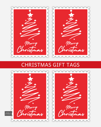 Approved by Santa gift tags with red stamp-style Santa illustrations.