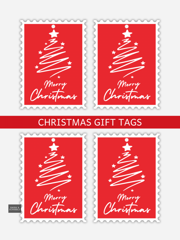 Approved by Santa gift tags with red stamp-style Santa illustrations.
